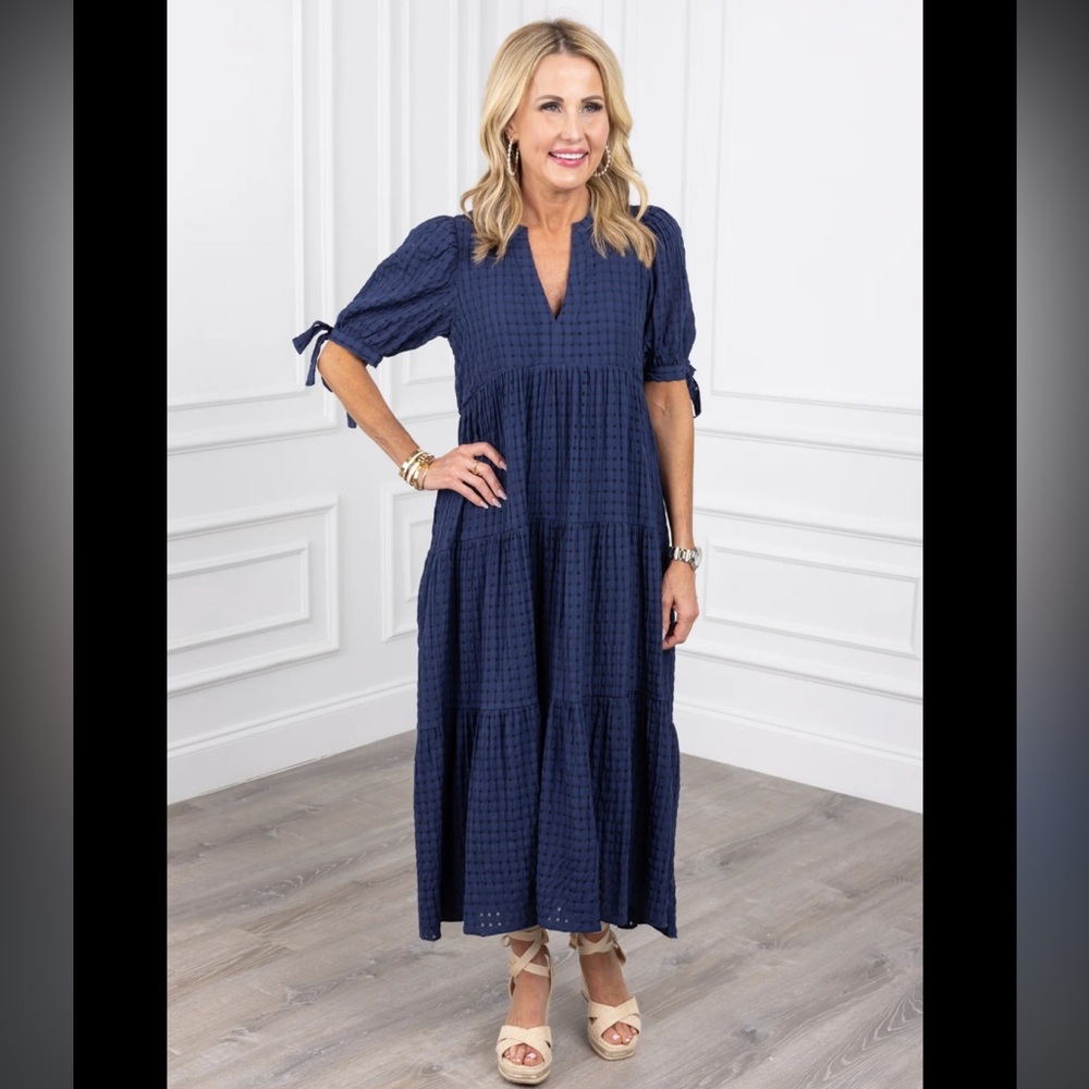 English Factory Tiered Bow Sleeve Dress